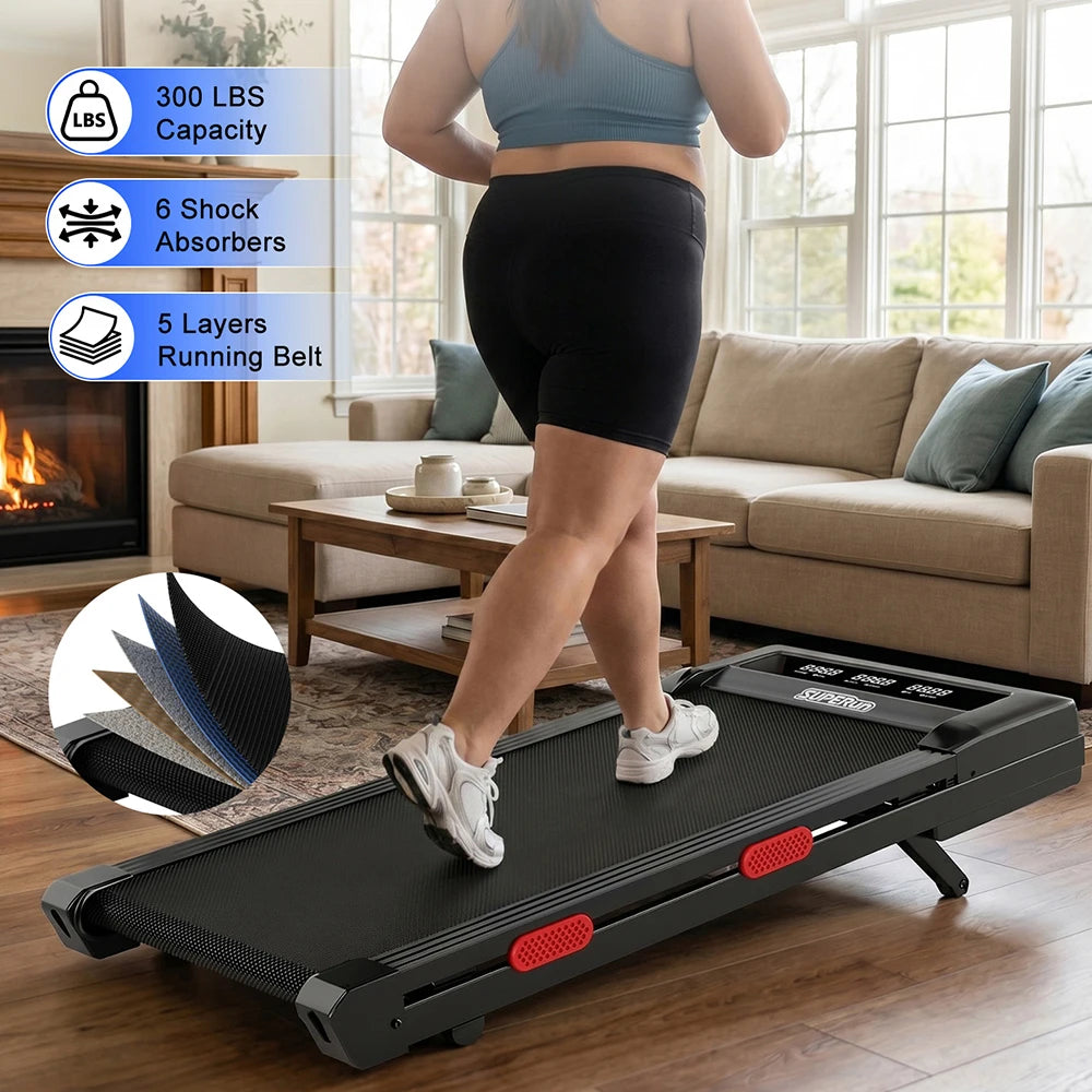 Superun 3.0HP Walking Pad|Under Desk Treadmill|9% Incline|Adjustable Speed 1-6KM/H|LCD display|300lbs weight limit