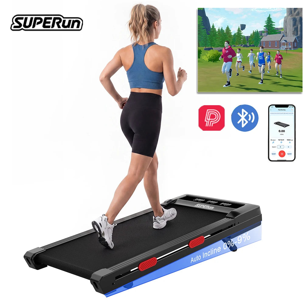 Superun 3.0HP Walking Pad|Under Desk Treadmill|9% Incline|Adjustable Speed 1-6KM/H|LCD display|300lbs weight limit