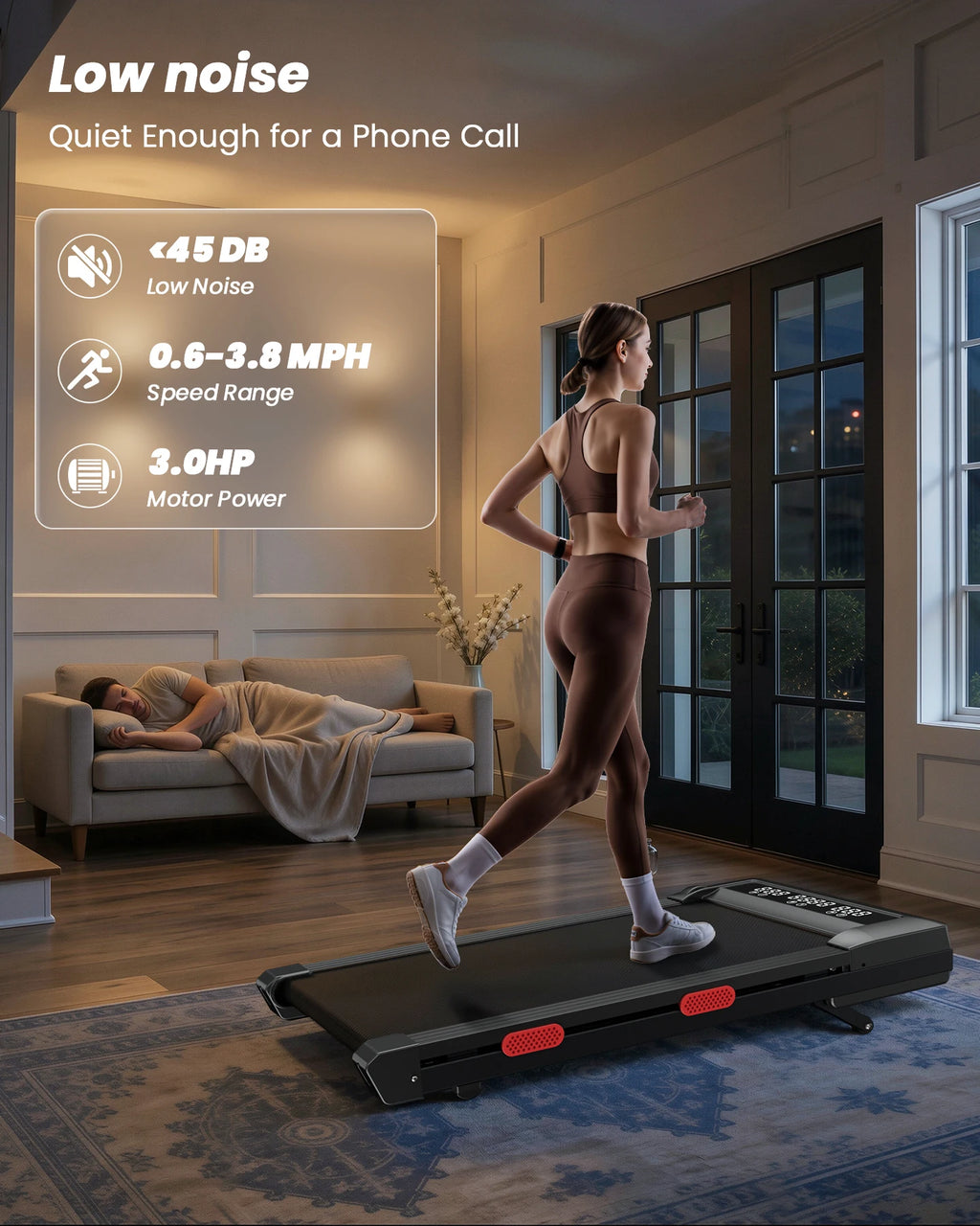 Superun 3.0HP Walking Pad|Under Desk Treadmill|9% Incline|Adjustable Speed 1-6KM/H|LCD display|300lbs weight limit