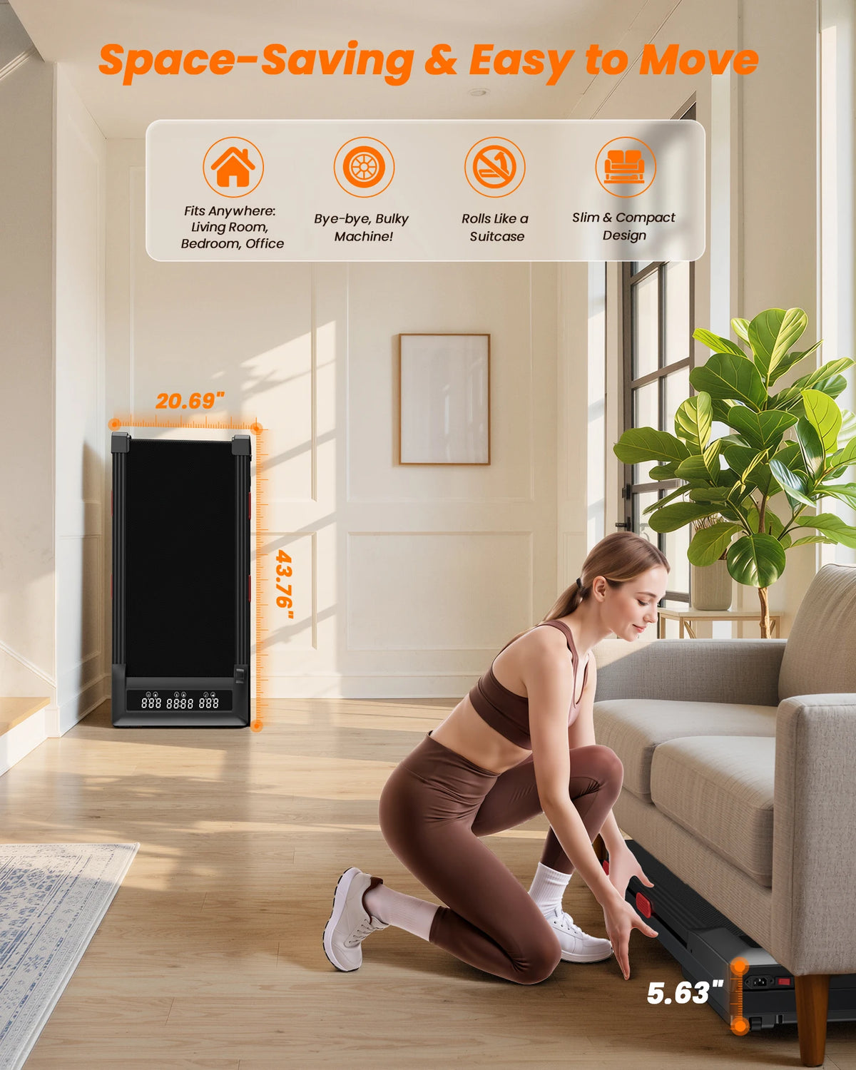 Superun 3.0HP Walking Pad|Under Desk Treadmill|9% Incline|Adjustable Speed 1-6KM/H|LCD display|300lbs weight limit