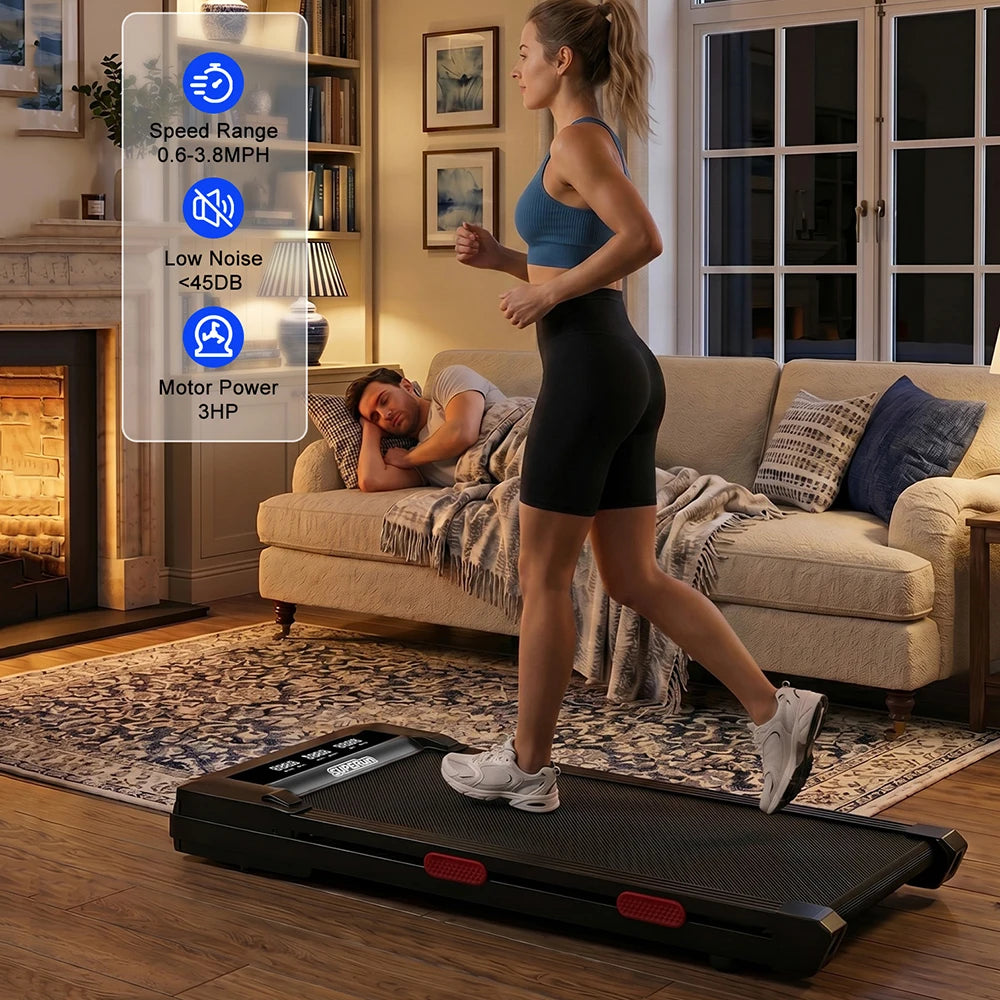 Superun 3.0HP Walking Pad|Under Desk Treadmill|9% Incline|Adjustable Speed 1-6KM/H|LCD display|300lbs weight limit