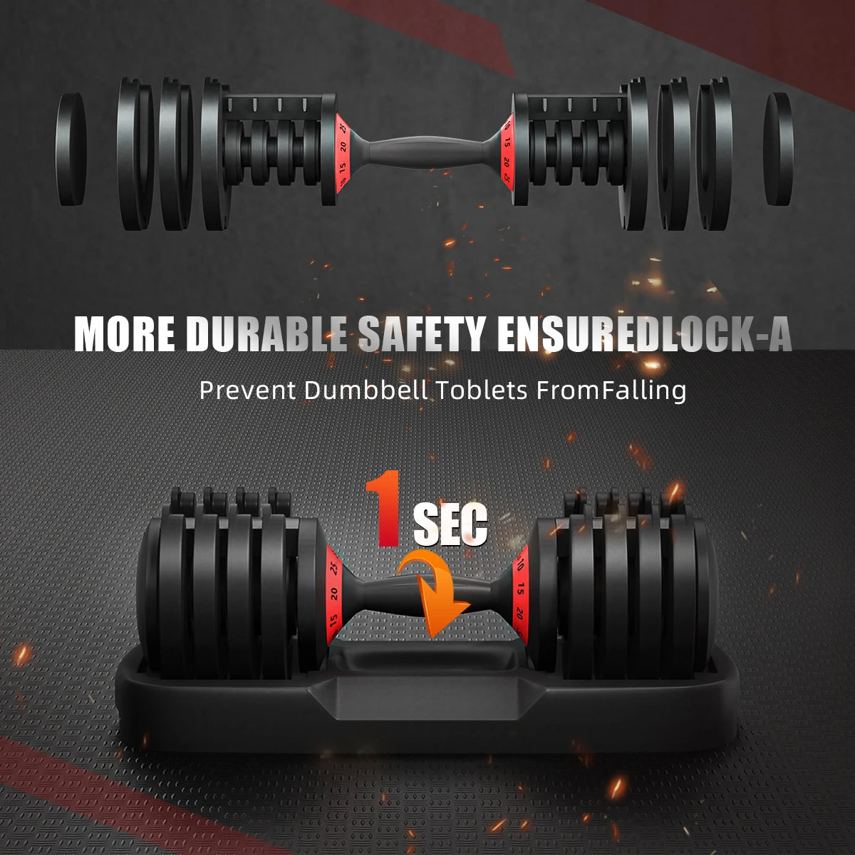 Adjustable Dumbbells Set, 6.6lb-55lb, Strength Training Fitness Equipment for Home Gym