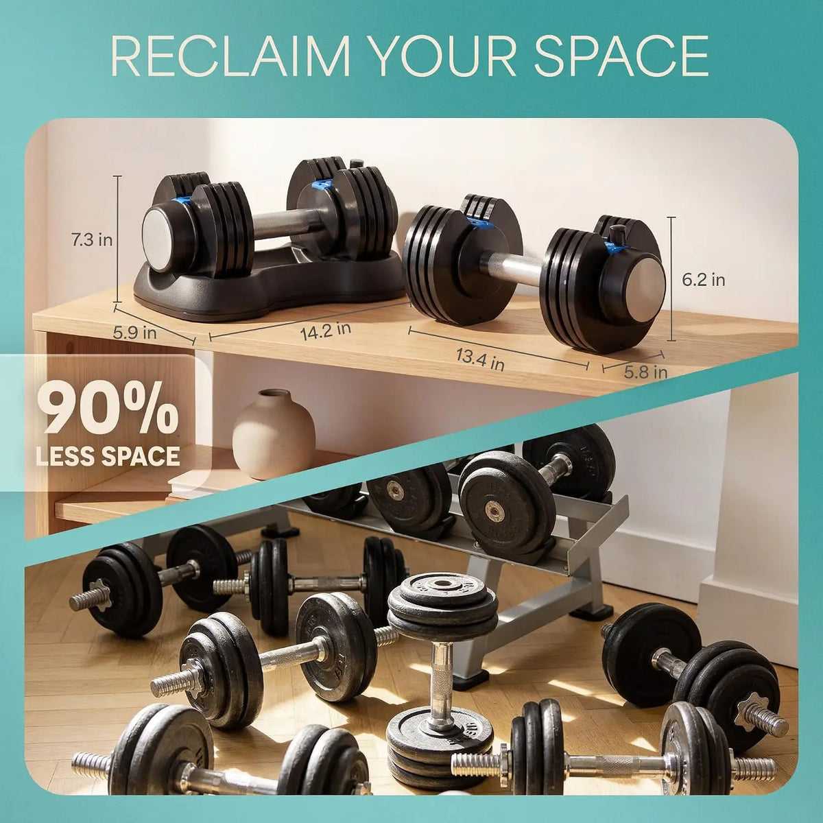 Adjustable Dumbbells for Home Gym | 2–55 lb, Quick-Adjust, Single or Pair
