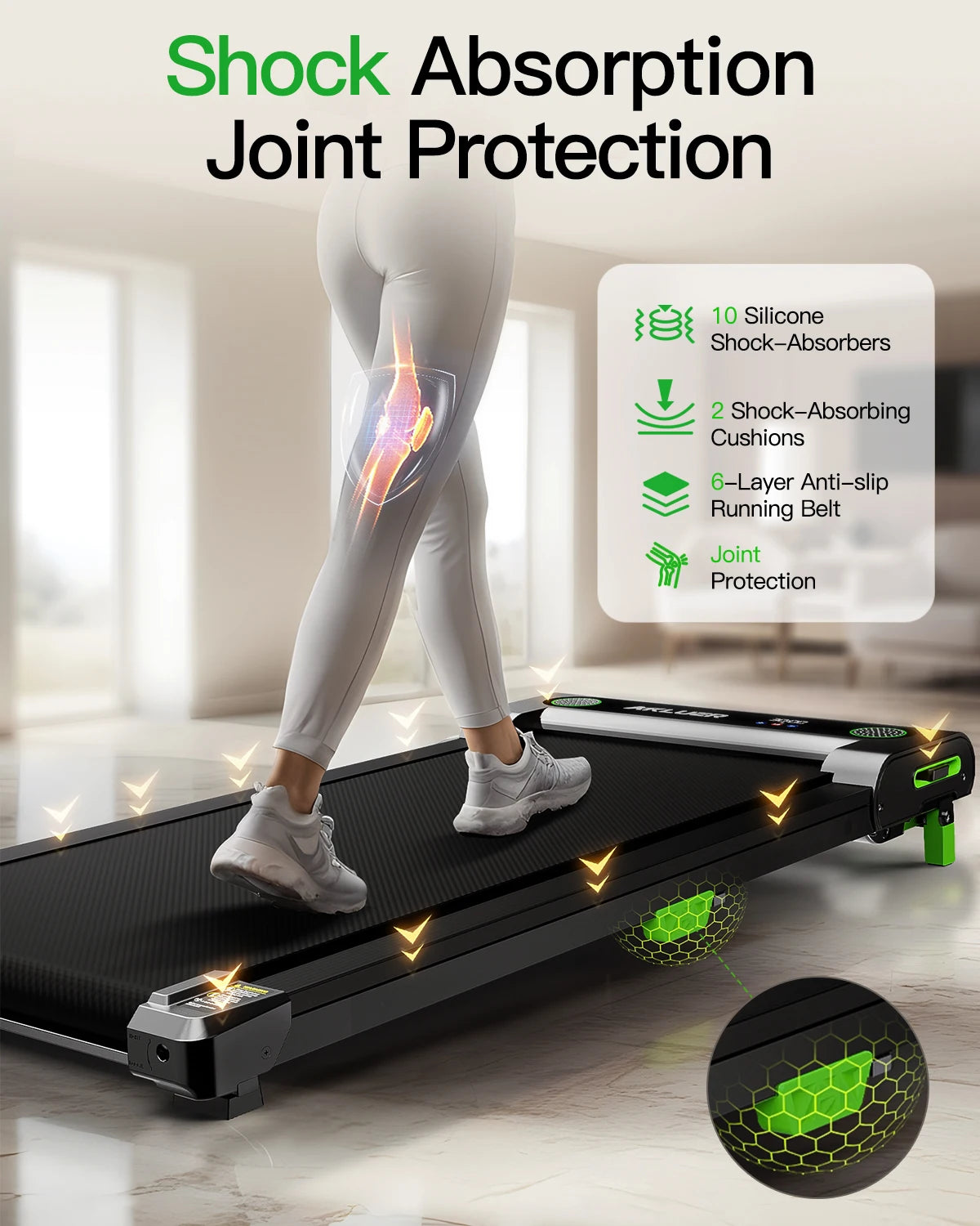 AKLUER Under-Desk Walking Treadmill | 2.5HP, 5% Incline, 330 lb Capacity