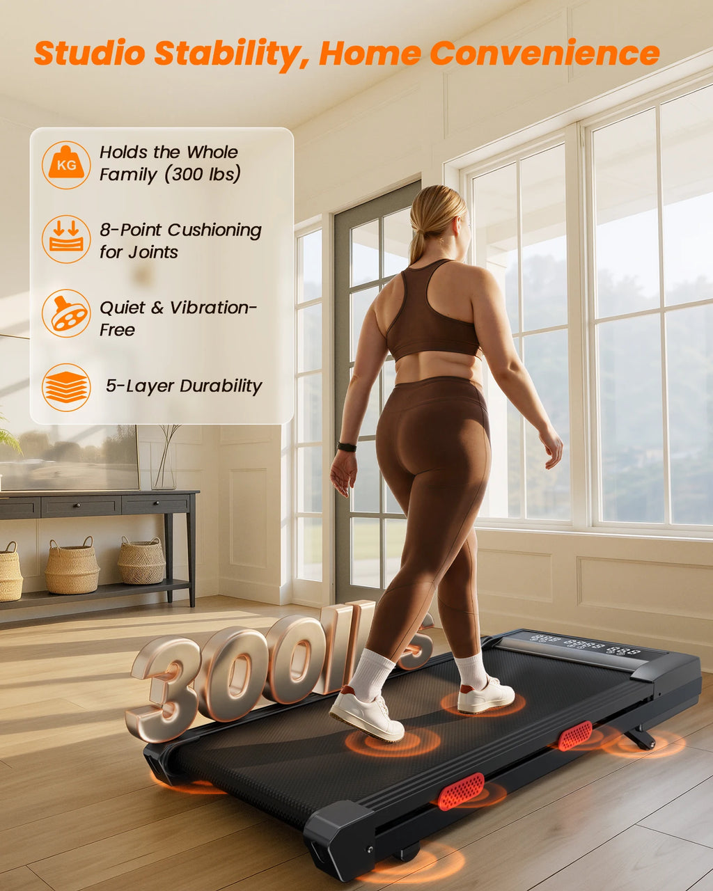 Superun 3.0HP Walking Pad|Under Desk Treadmill|9% Incline|Adjustable Speed 1-6KM/H|LCD display|300lbs weight limit