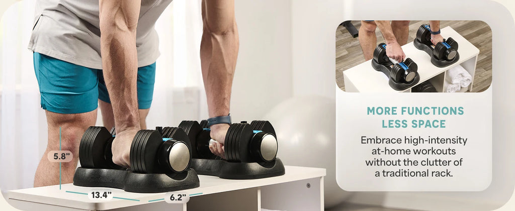 Adjustable Dumbbells for Home Gym | 2–55 lb, Quick-Adjust, Single or Pair