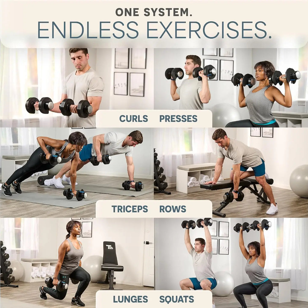 Adjustable Dumbbells for Home Gym | 2–55 lb, Quick-Adjust, Single or Pair