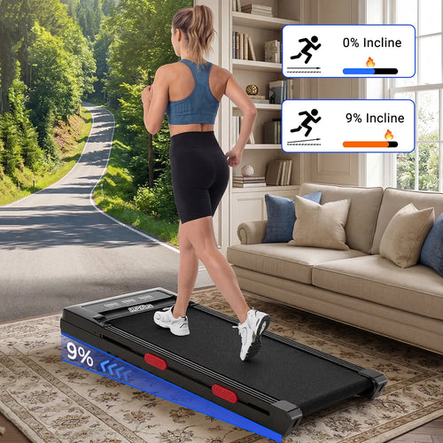 Superun 3.0HP Walking Pad|Under Desk Treadmill|9% Incline|Adjustable Speed 1-6KM/H|LCD display|300lbs weight limit