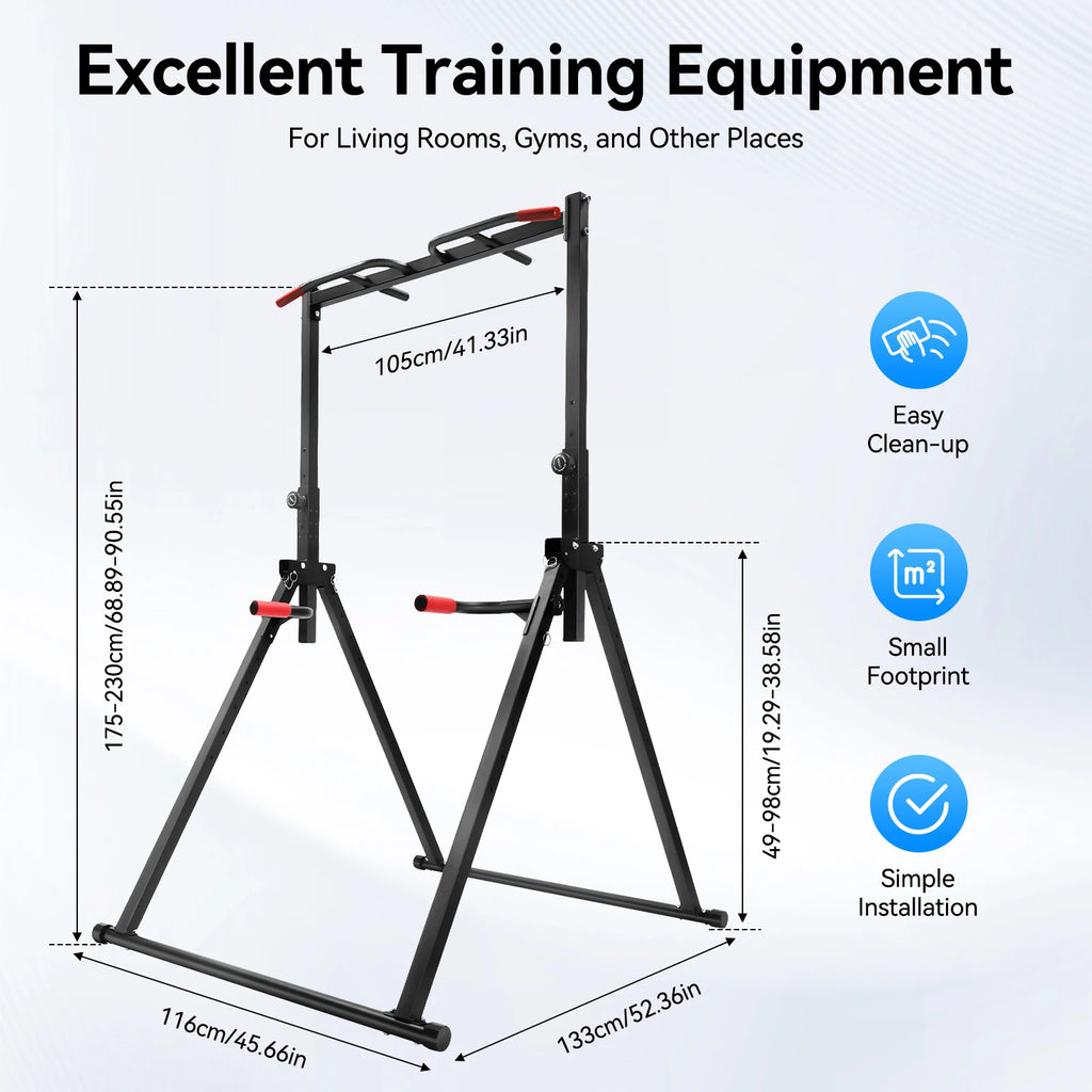 Adjustable Pull Up Station Home Foldable Strength Training Equipment Triangular Horizontal Bar, 200kg Load for Home & Gym