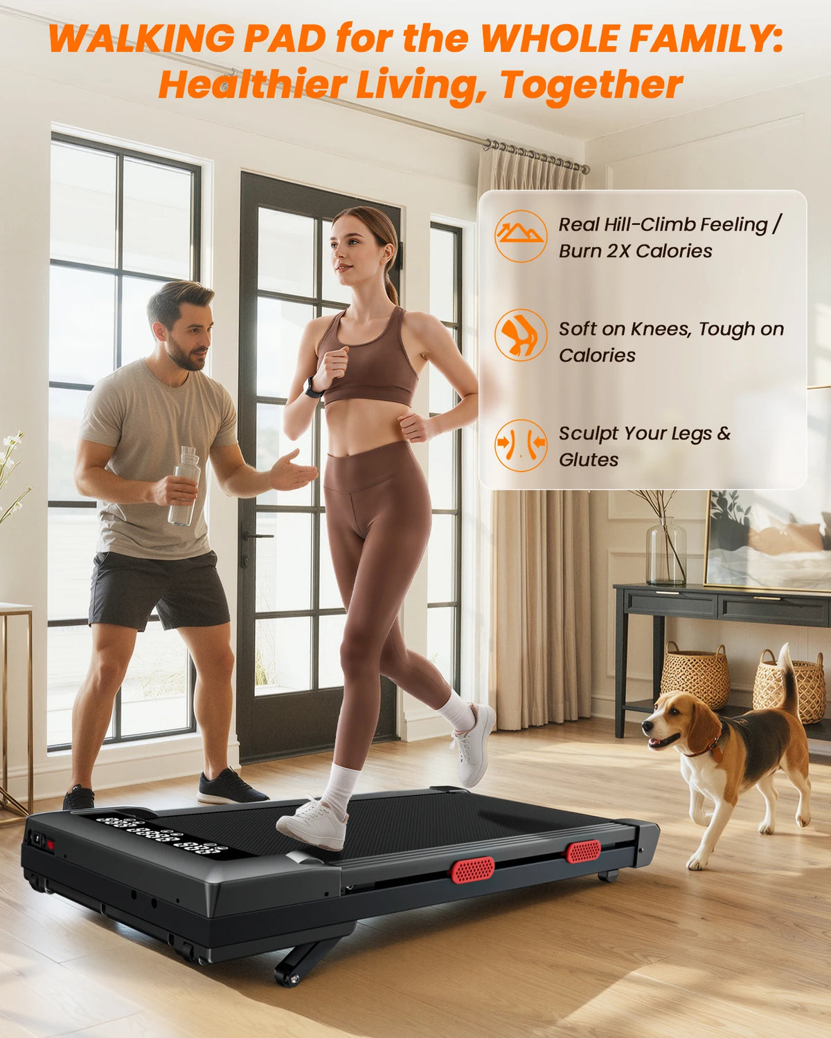 Superun 3.0HP Walking Pad|Under Desk Treadmill|9% Incline|Adjustable Speed 1-6KM/H|LCD display|300lbs weight limit