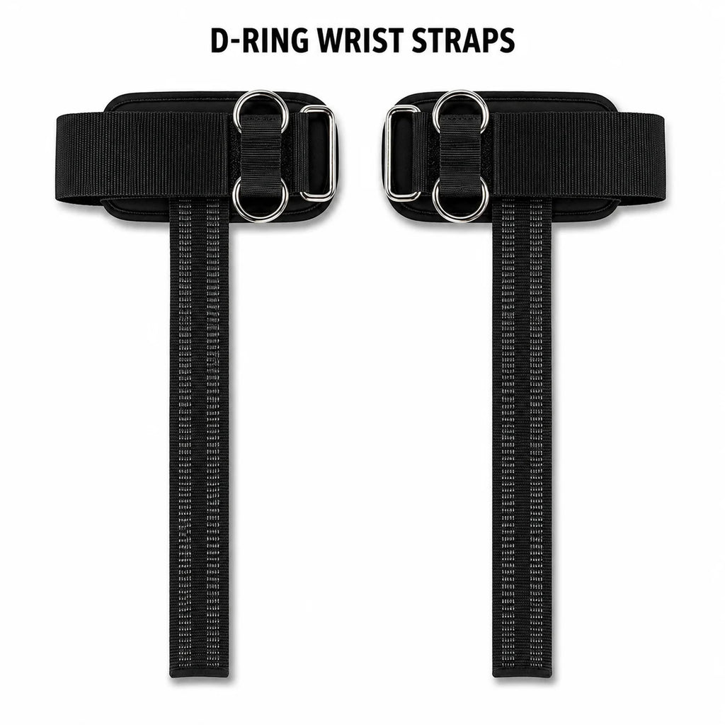 D-Ring Wrist Straps Gym Lifting Support, Heavy Duty Cable Attachment With Wrist Support Padsg