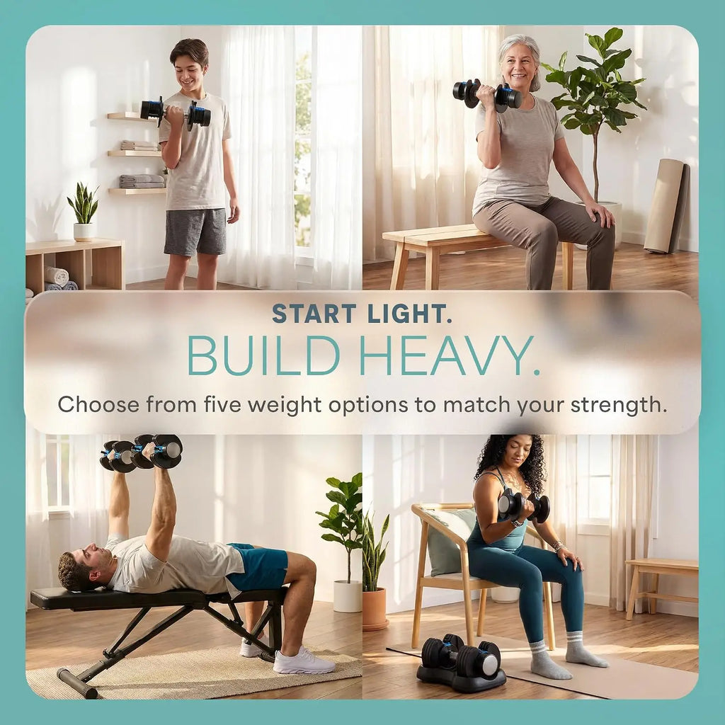 Adjustable Dumbbells for Home Gym | 2–55 lb, Quick-Adjust, Single or Pair