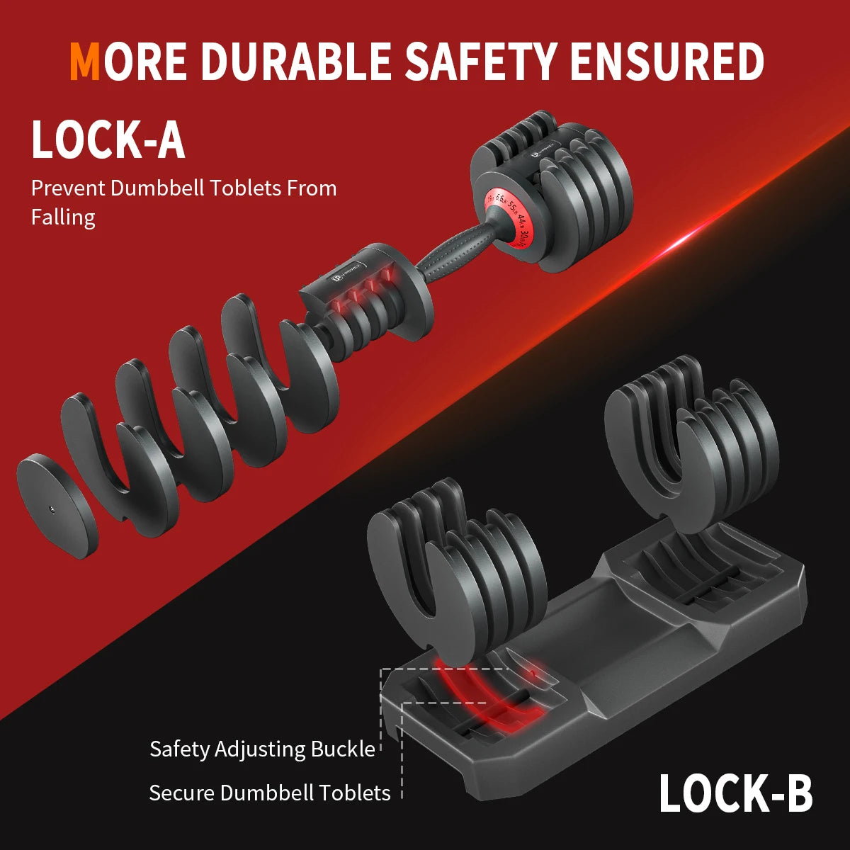 Adjustable Dumbbells Set, 6.6lb-55lb, Strength Training Fitness Equipment for Home Gym