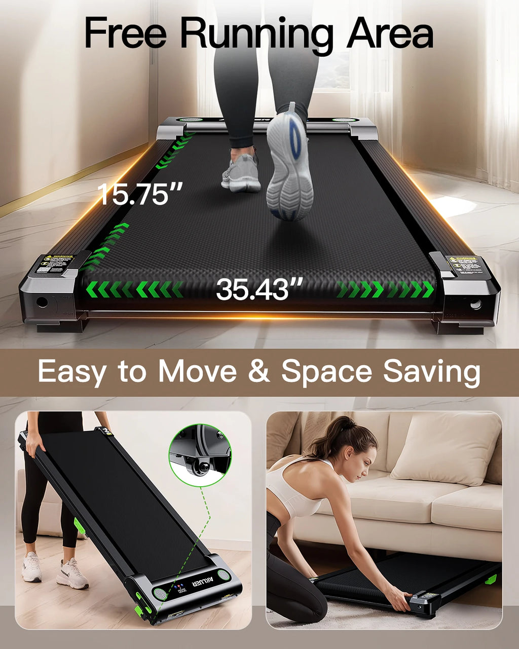 AKLUER Under-Desk Walking Treadmill | 2.5HP, 5% Incline, 330 lb Capacity