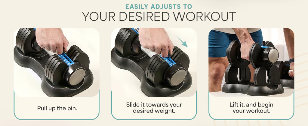 Adjustable Dumbbells for Home Gym | 2–55 lb, Quick-Adjust, Single or Pair
