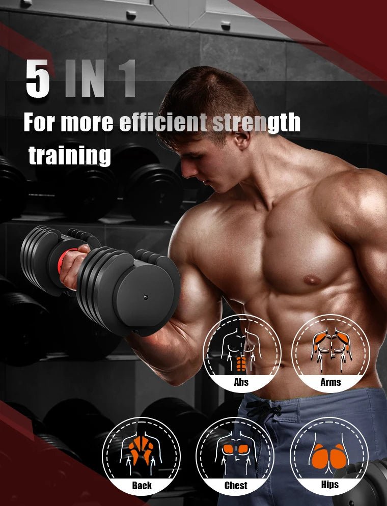 Adjustable Dumbbells Set, 6.6lb-55lb, Strength Training Fitness Equipment for Home Gym