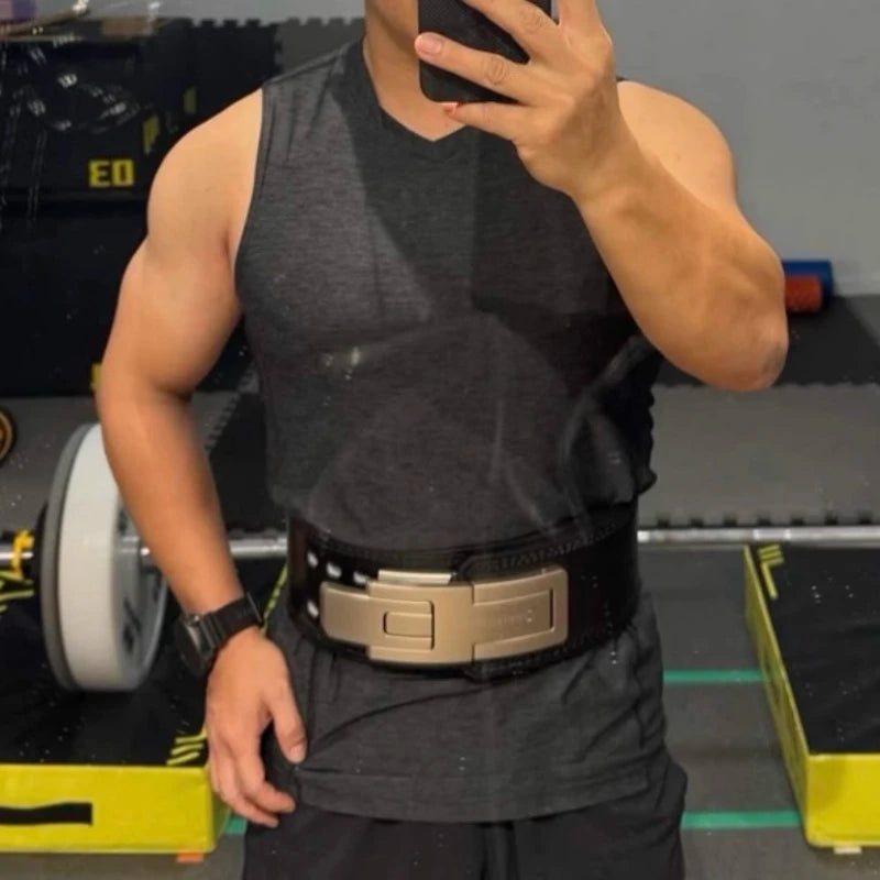 13mm Heavy Duty Powerlifting Lever Belt Cowhide Leather