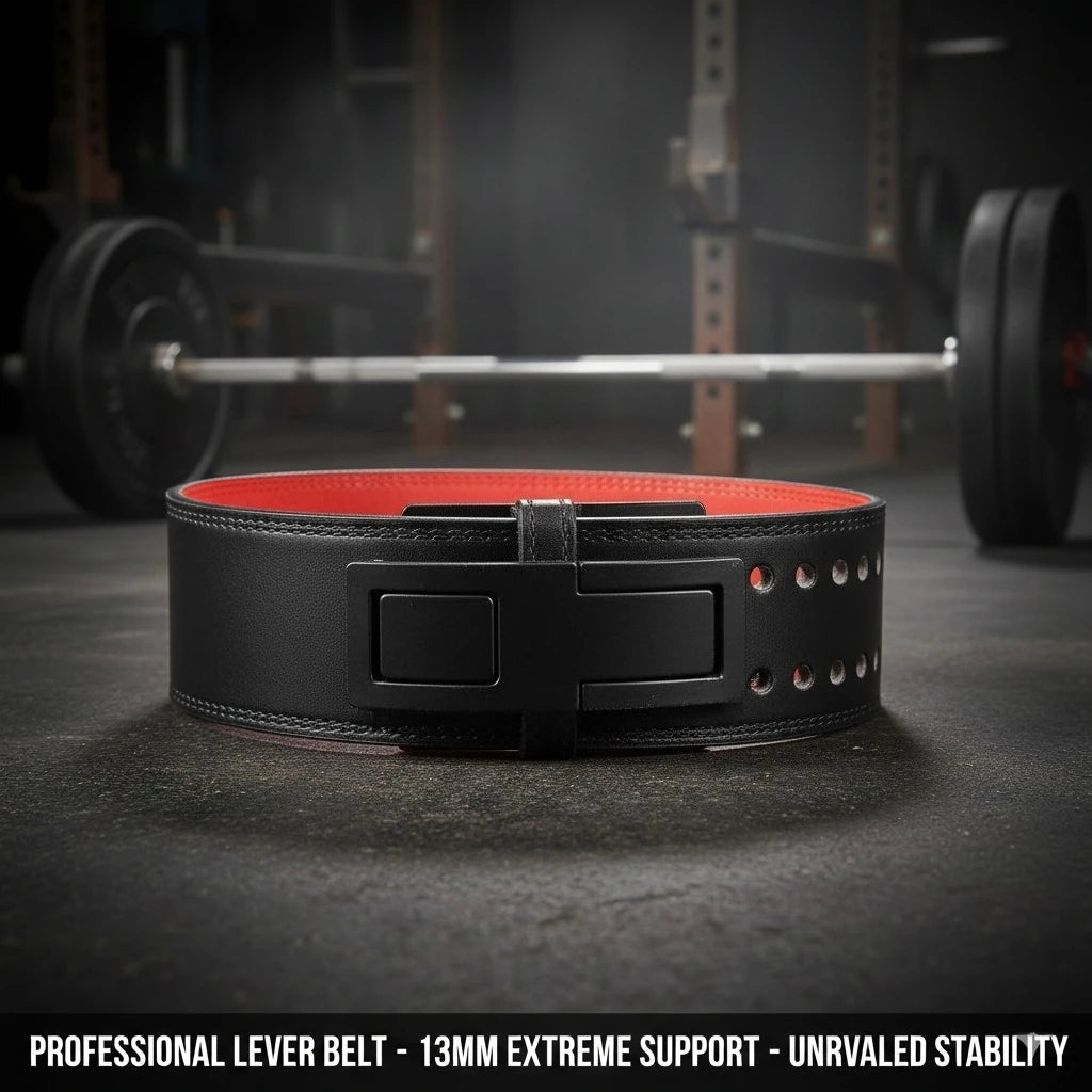 13mm Heavy Duty Powerlifting Lever Belt Cowhide Leather