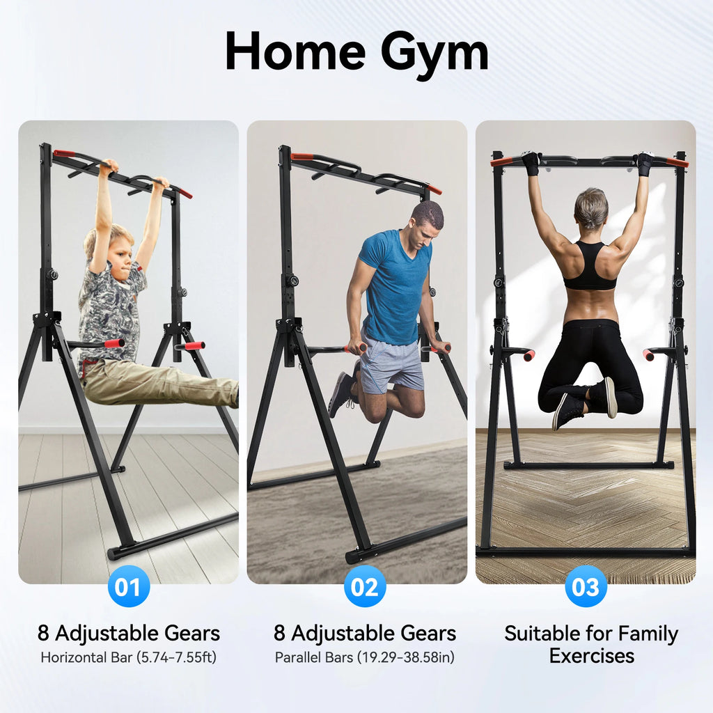 Adjustable Pull Up Bar, 440lb Load Foldable Home Gym Multi-Function Training Station
