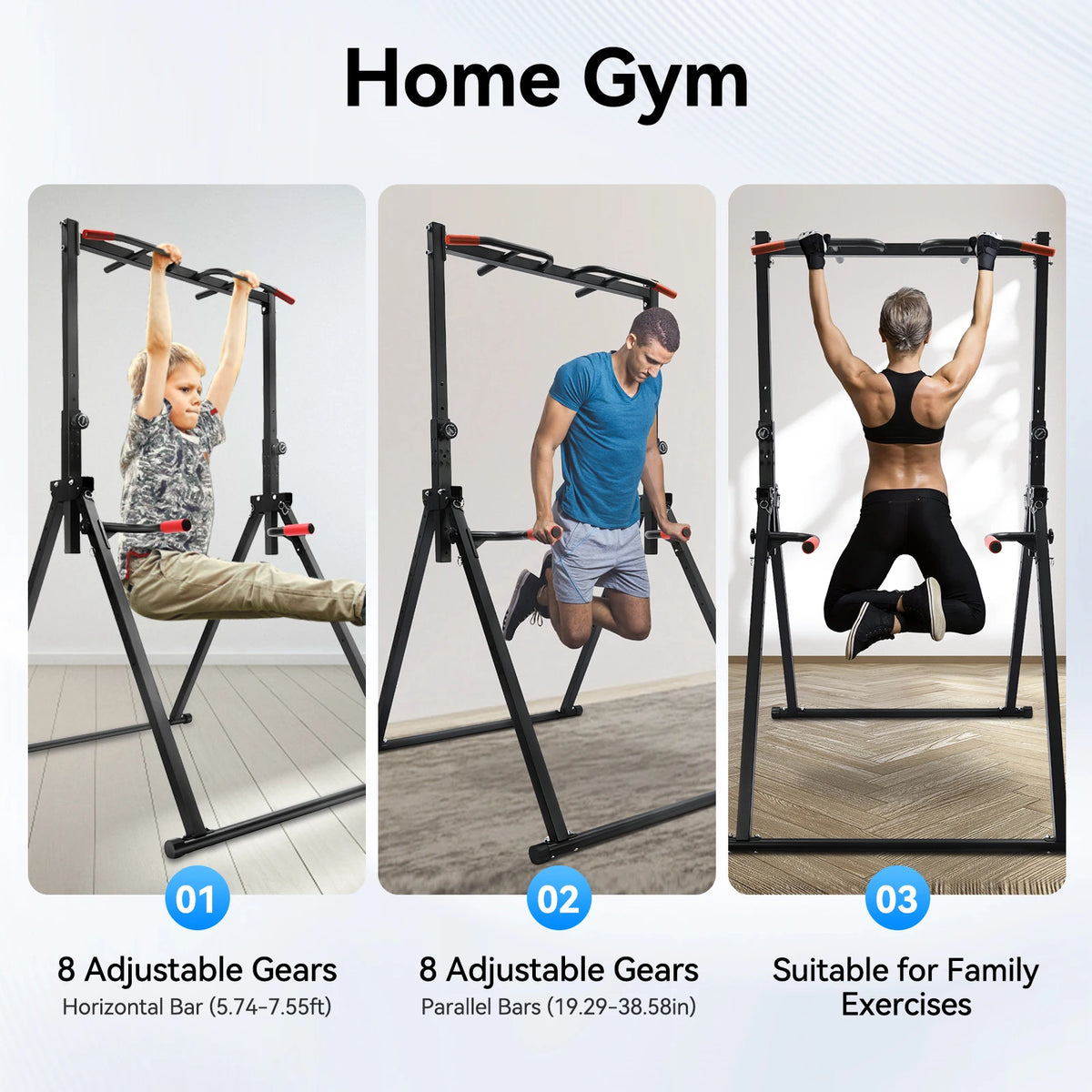 Adjustable Pull Up Bar, 440lb Load Foldable Home Gym Multi-Function Training Station