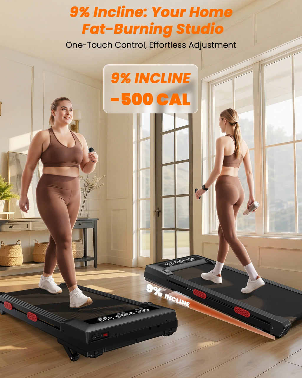 Superun 3.0HP Walking Pad|Under Desk Treadmill|9% Incline|Adjustable Speed 1-6KM/H|LCD display|300lbs weight limit