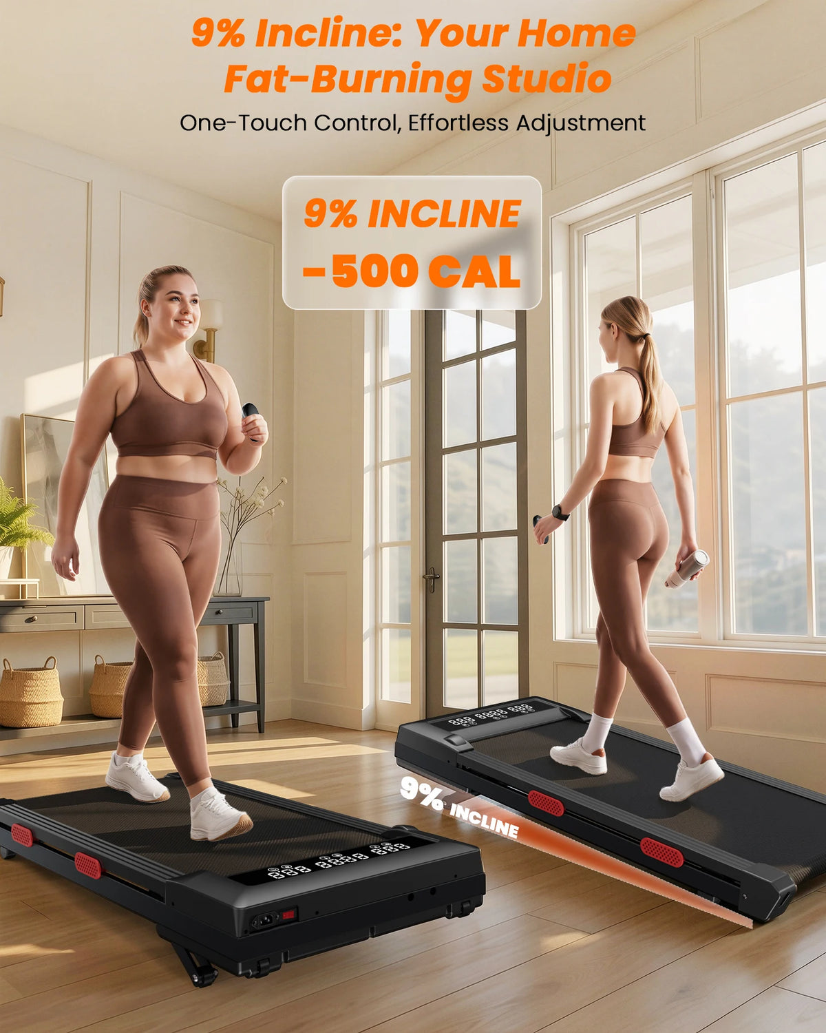 Superun 3.0HP Walking Pad|Under Desk Treadmill|9% Incline|Adjustable Speed 1-6KM/H|LCD display|300lbs weight limit